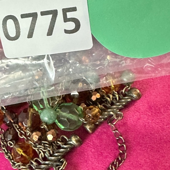 Bracelet Bronze tone Chunky Multicolor beads 8 Strand Retro Y2K Boho 6.5-7 0775 - Picture 8 of 14